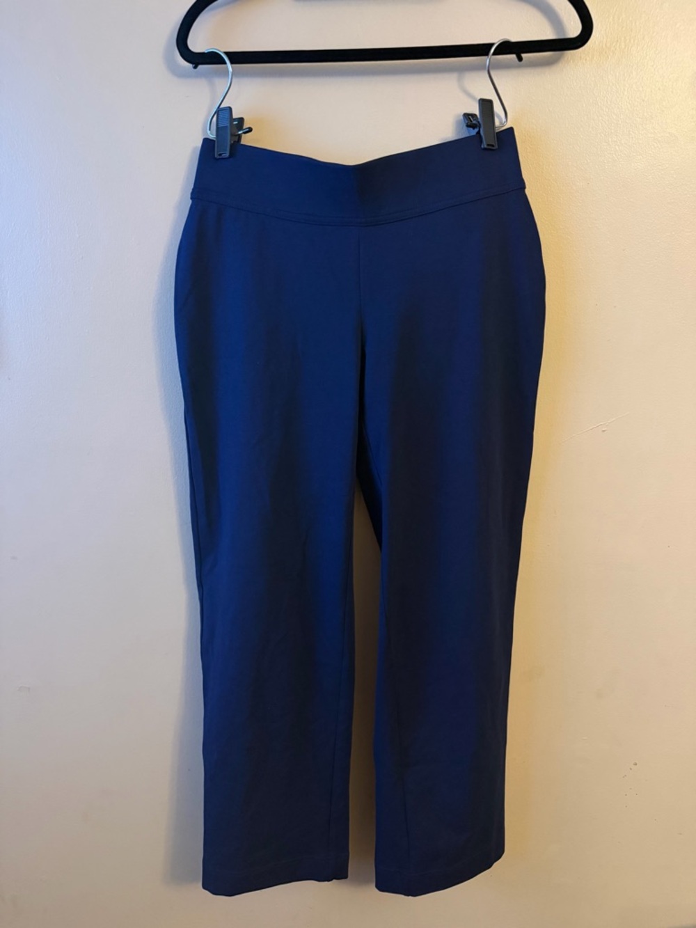 Lands' End Navy Cropped Pull-On Straight-Leg Pants